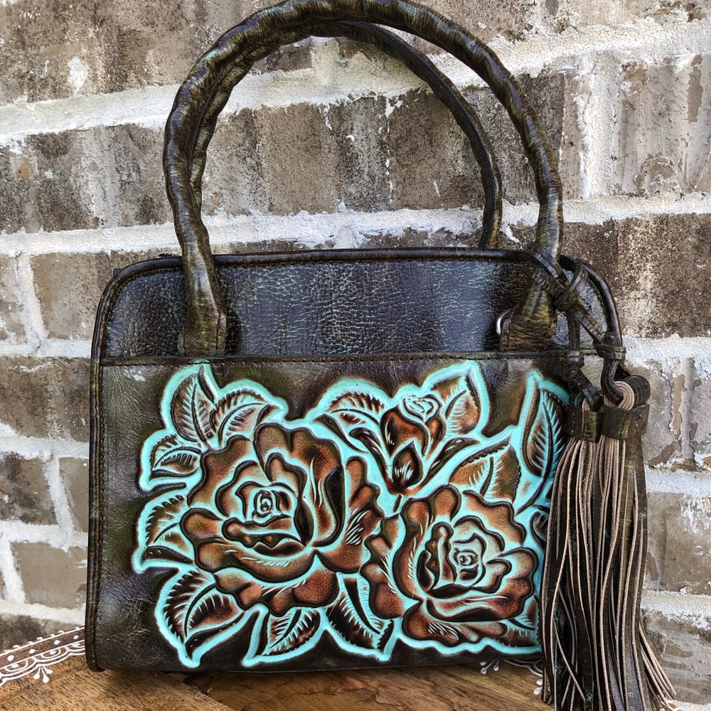 Patricia Nash Paris Tooled Leather Satchel